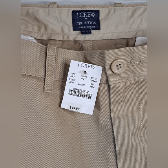 J.Crew The Sutton khaki chino pants Men's size 34 New with tags - Picture 6 of 7